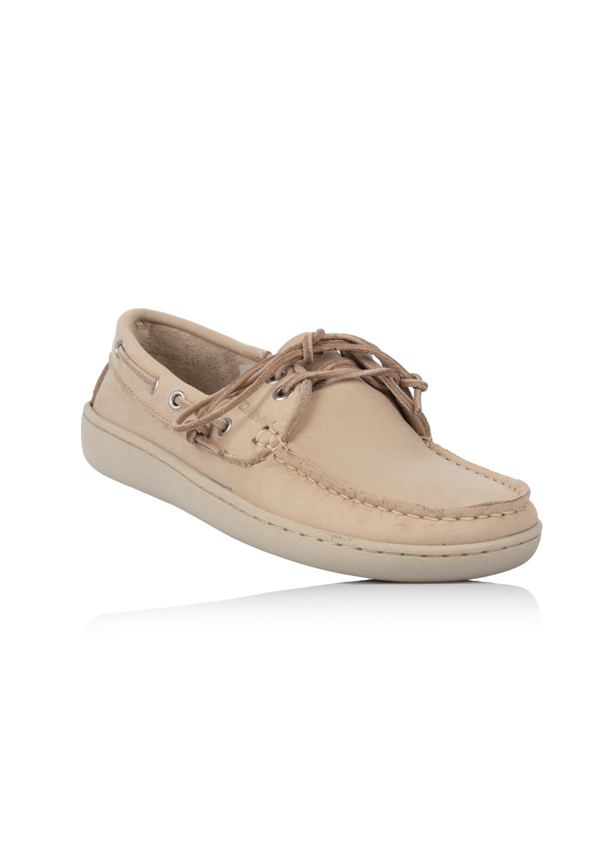 Boat shoes - beige leather, barefoot shoes