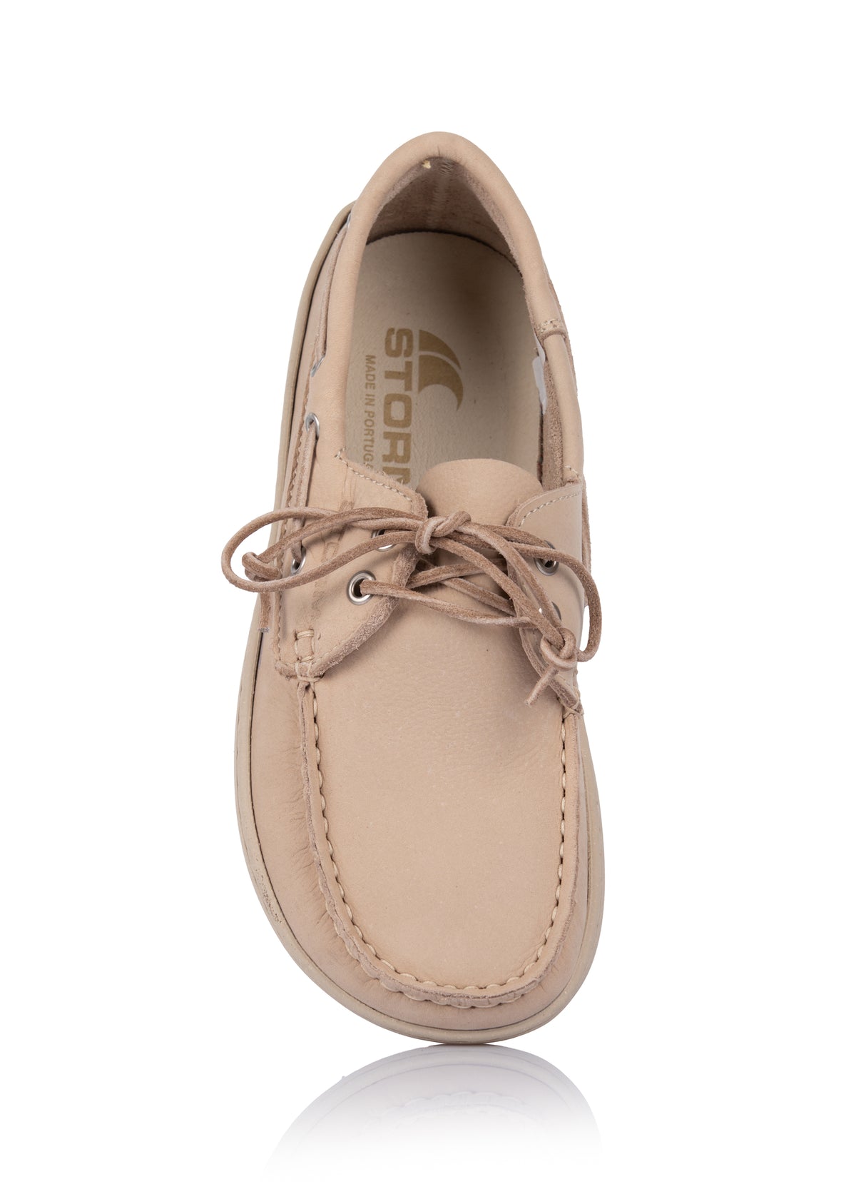 Boat shoes - beige leather, barefoot shoes