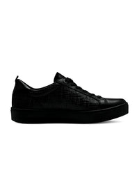 Sneakers - svart mönstrat läder