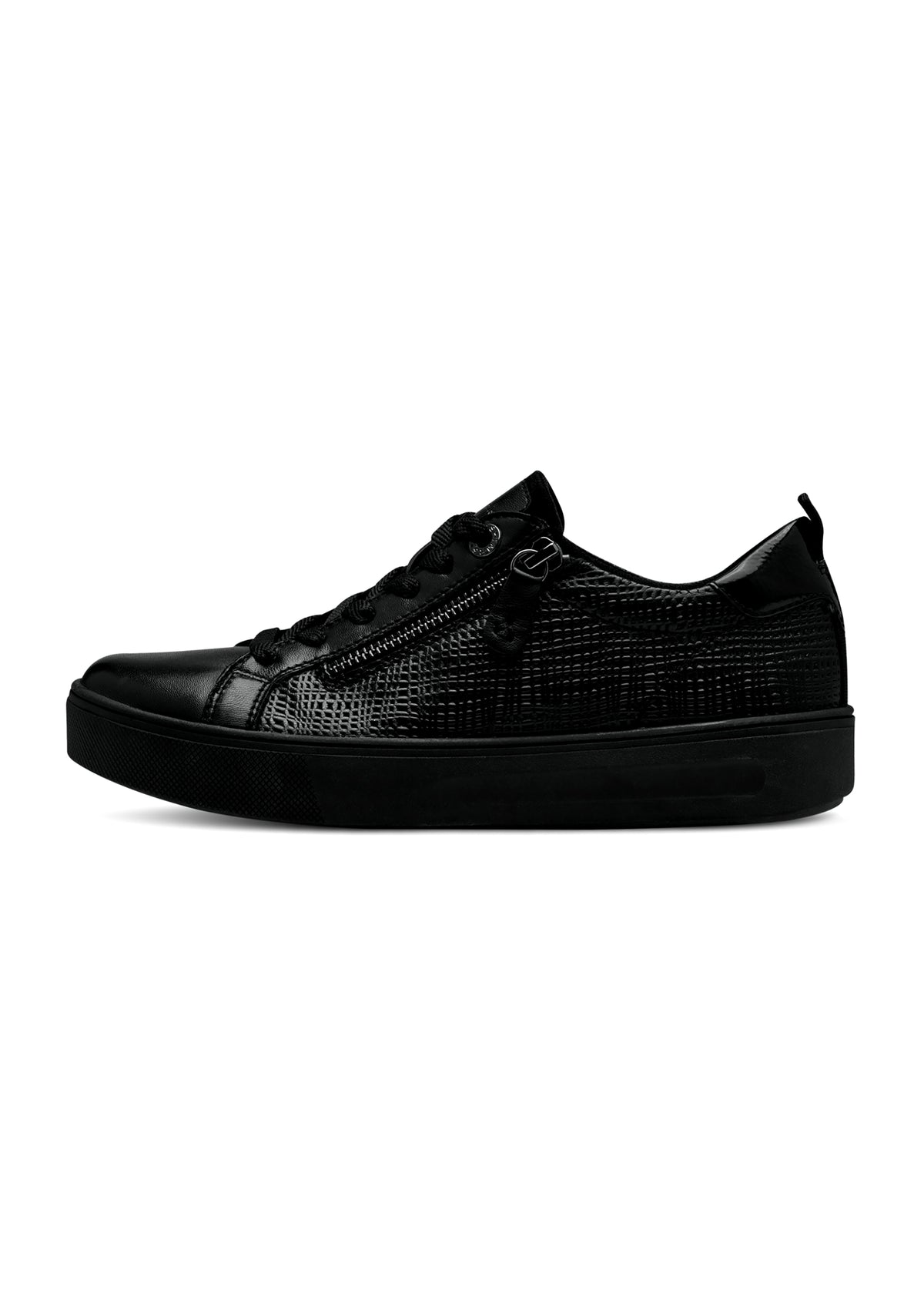 Sneakers - svart mönstrat läder