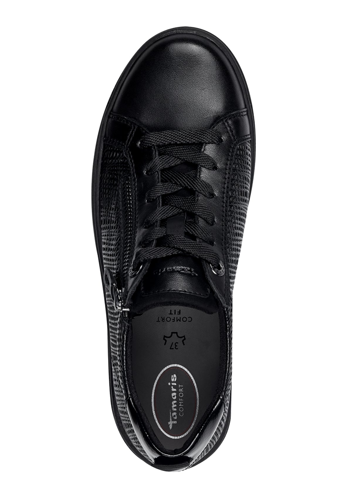 Sneakers - svart mönstrat läder