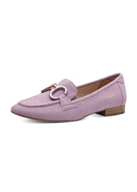 Loafers - light purple perforated leather, buckle decoration