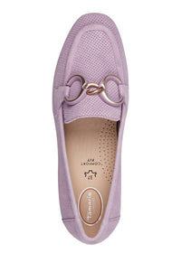 Loafers - light purple perforated leather, buckle decoration