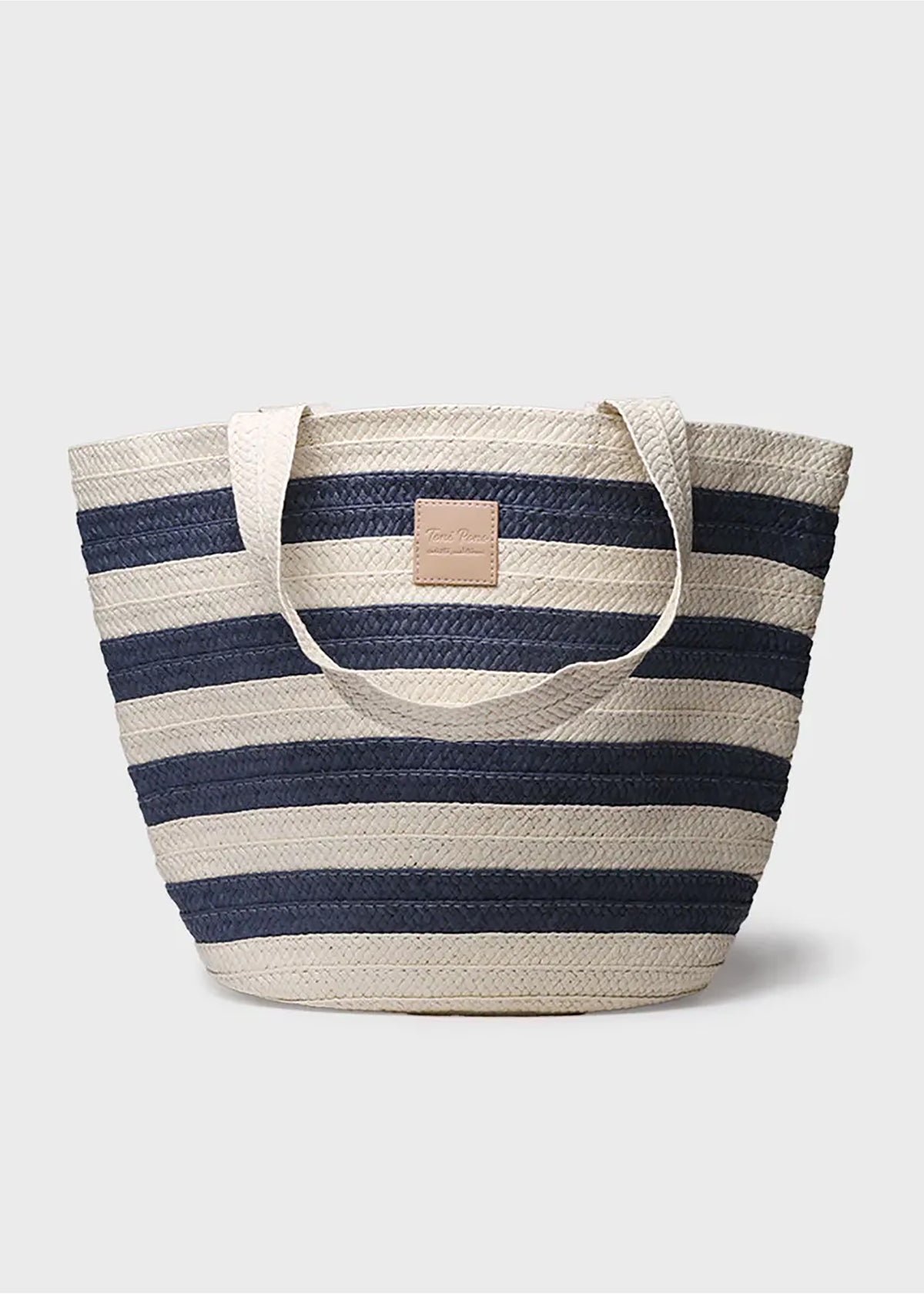 Women's shoulder bag - Desi, white and blue stripes