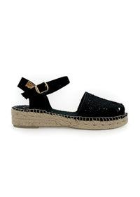 Espadrillot - Eulalia, musta pitsikangas, vegaaninen