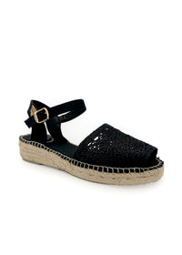 Espadrillot - Eulalia, musta pitsikangas, vegaaninen