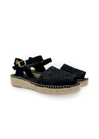 Espadrillot - Eulalia, musta pitsikangas, vegaaninen
