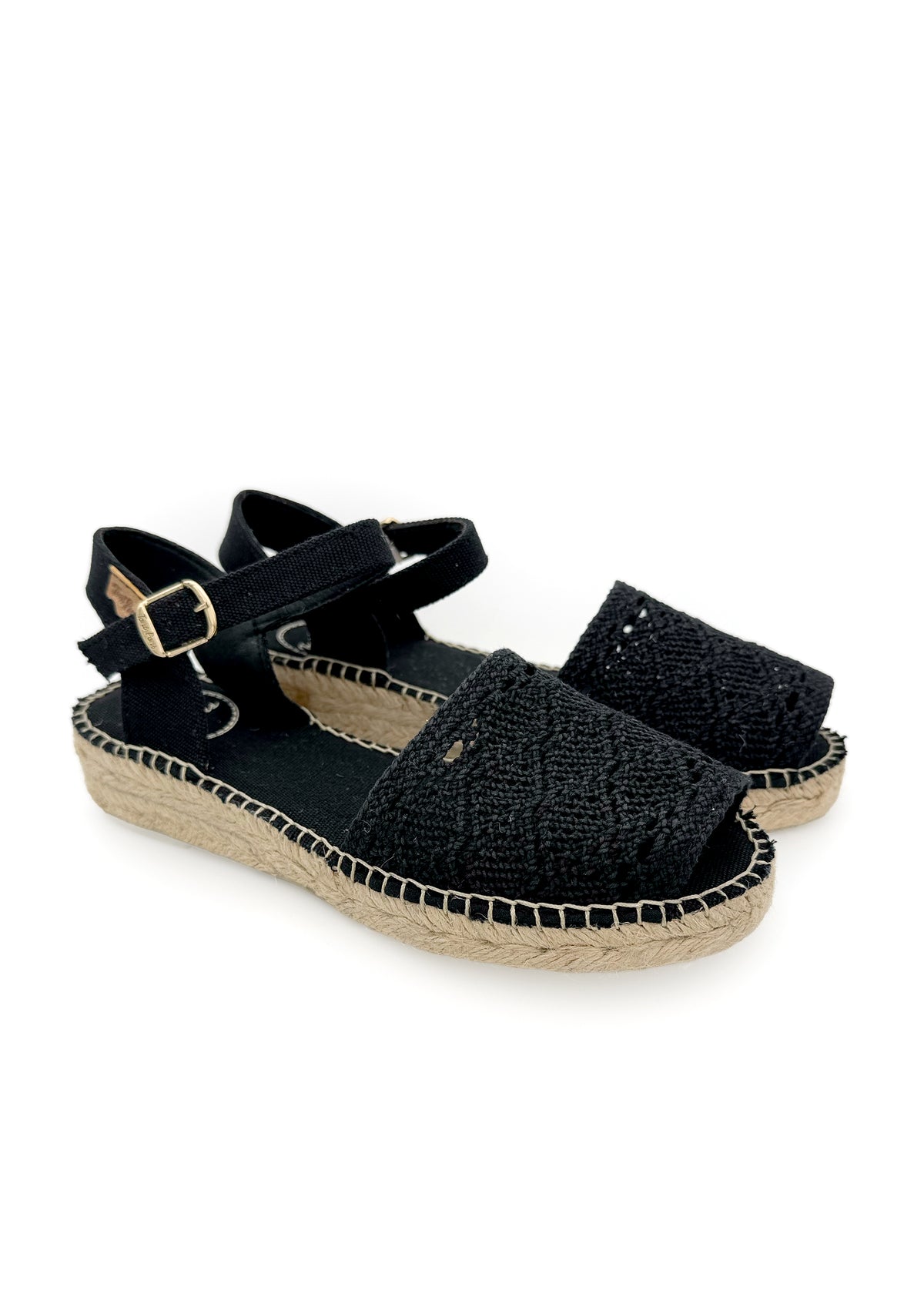 Espadrillot - Eulalia, musta pitsikangas, vegaaninen