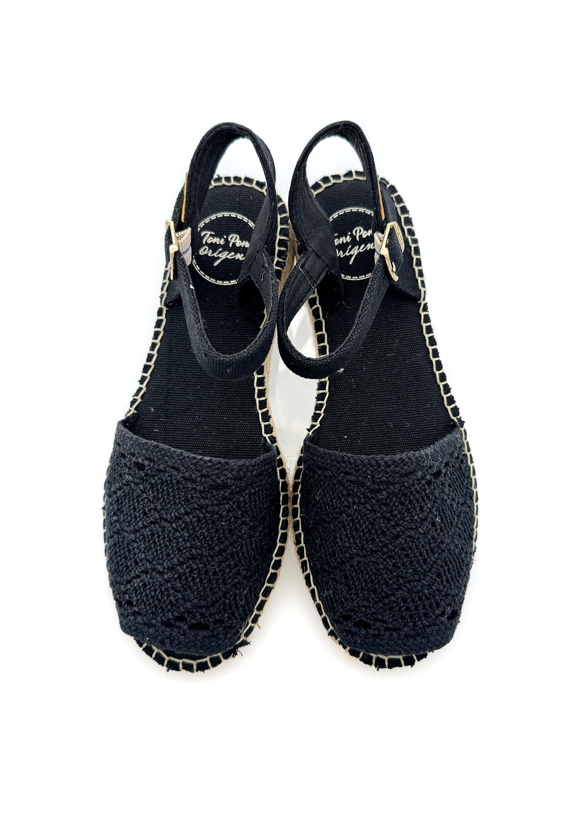 Espadrillot - Eulalia, musta pitsikangas, vegaaninen