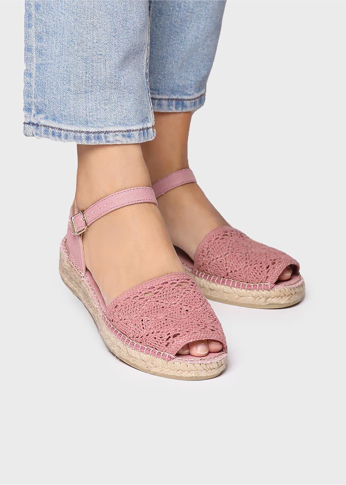 Espadrillot - Eulalia, roosa pitsikangas, vegaaninen