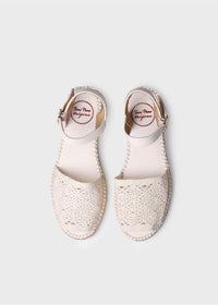 Espadrillot - Eulalia, kermanvaalea pitsikangas, vegaaninen