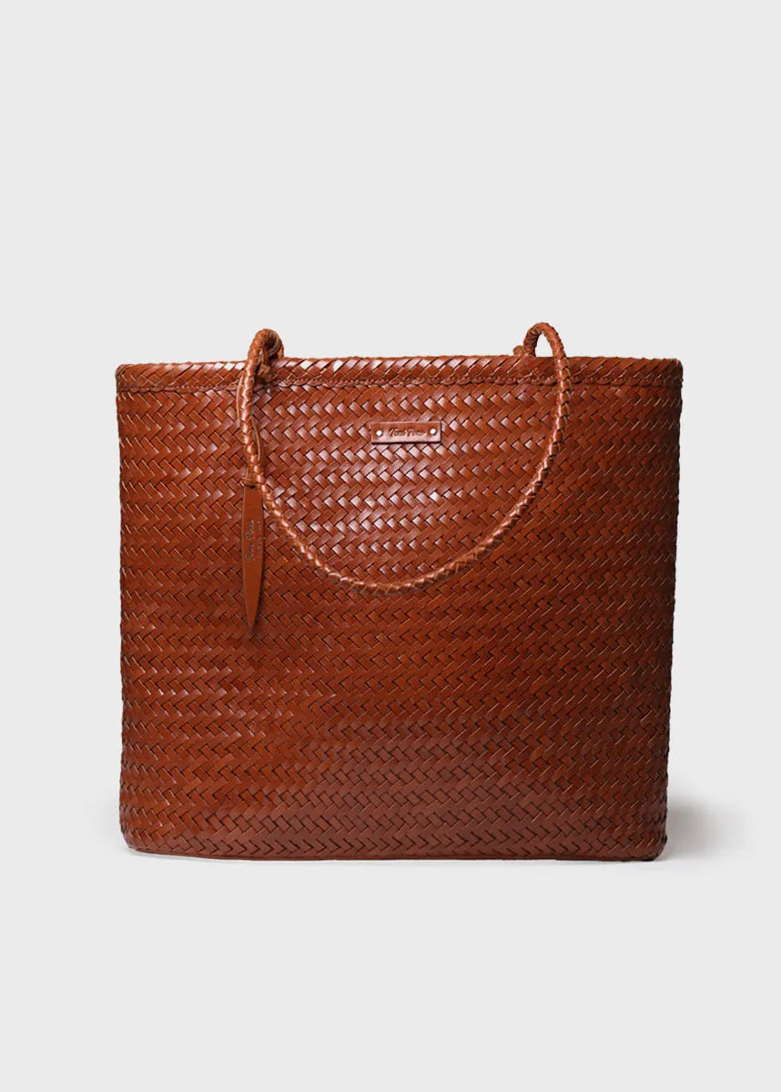 Women's handbag - Simona, cognac brown leather