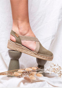 Espadrillot - Verdi-V, khakinvihreä kangas, vegaaninen