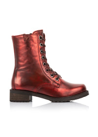 Ankle boots - Snow, shimmering red leather