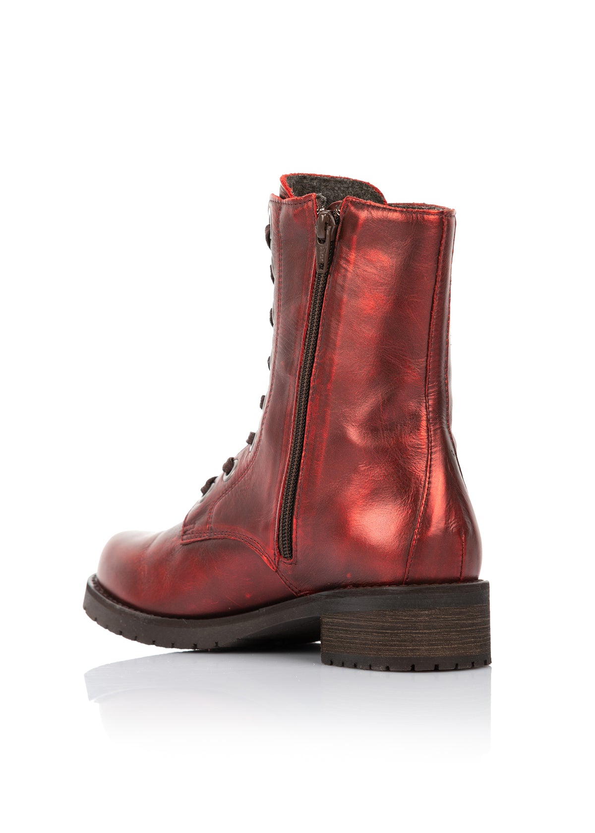 Ankle boots - Snow, shimmering red leather