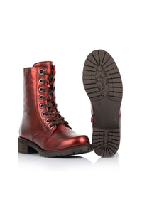 Ankle boots - Snow, shimmering red leather
