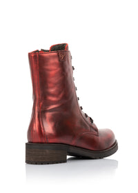 Ankle boots - Snow, shimmering red leather