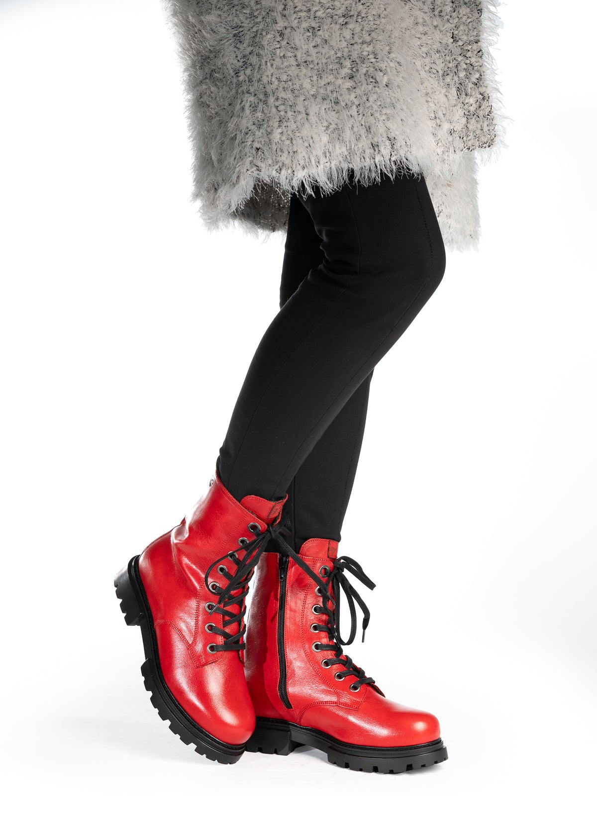 Ankle boots - Sanni, red leather, wide fit